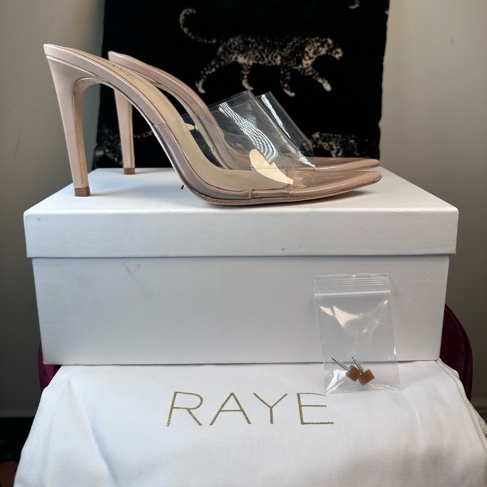 RAYE Oliver Heel in Nude clear cinderella high stiletto open toe